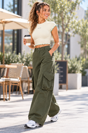IN LOVE Contrast Trim Mock Neck Top - Cream