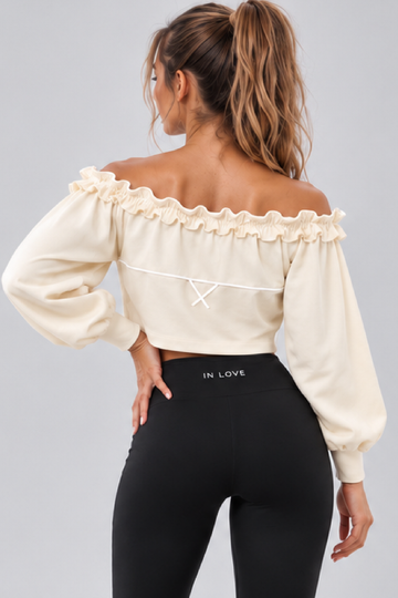IN LOVE Adjustable Ruffle Off-shoulder Top - White