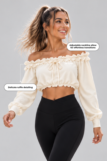 IN LOVE Adjustable Ruffle Off-shoulder Top - White