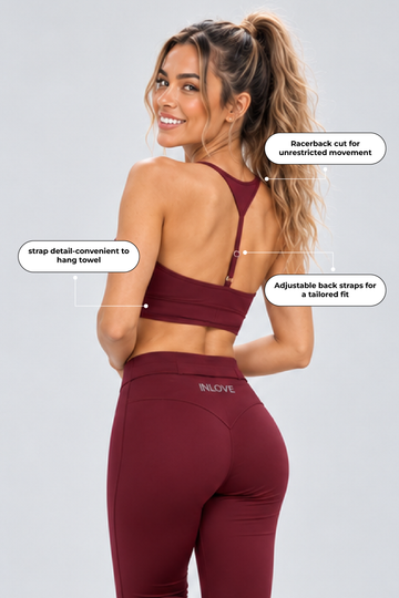 IN LOVE Padded Sports Bra - Burgundy