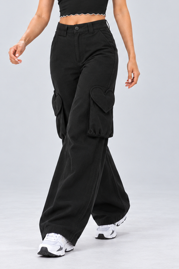 IN LOVE Mid-waist Utility Pants - Black