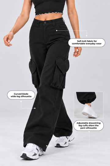 IN LOVE Mid-waist Utility Pants - Black