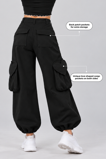 IN LOVE Mid-waist Utility Pants - Black