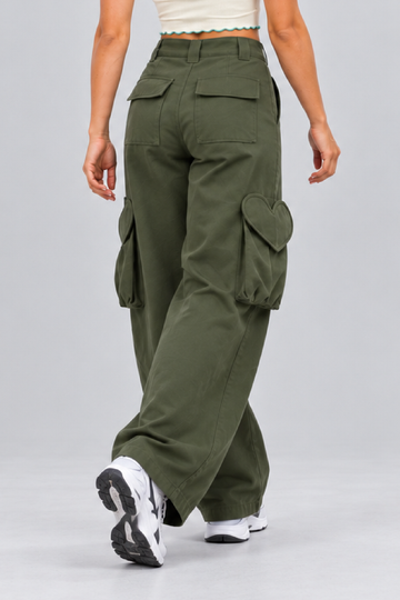 IN LOVE Mid-waist Utility Pants - Olive