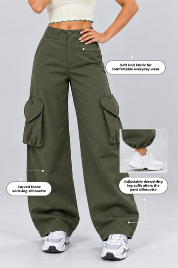 IN LOVE Mid-waist Utility Pants - Olive