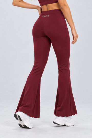 IN LOVE Wave Flare Legging - Burgundy