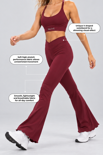 IN LOVE Wave Flare Legging - Burgundy