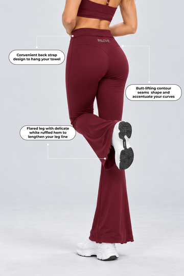 IN LOVE Wave Flare Legging - Burgundy
